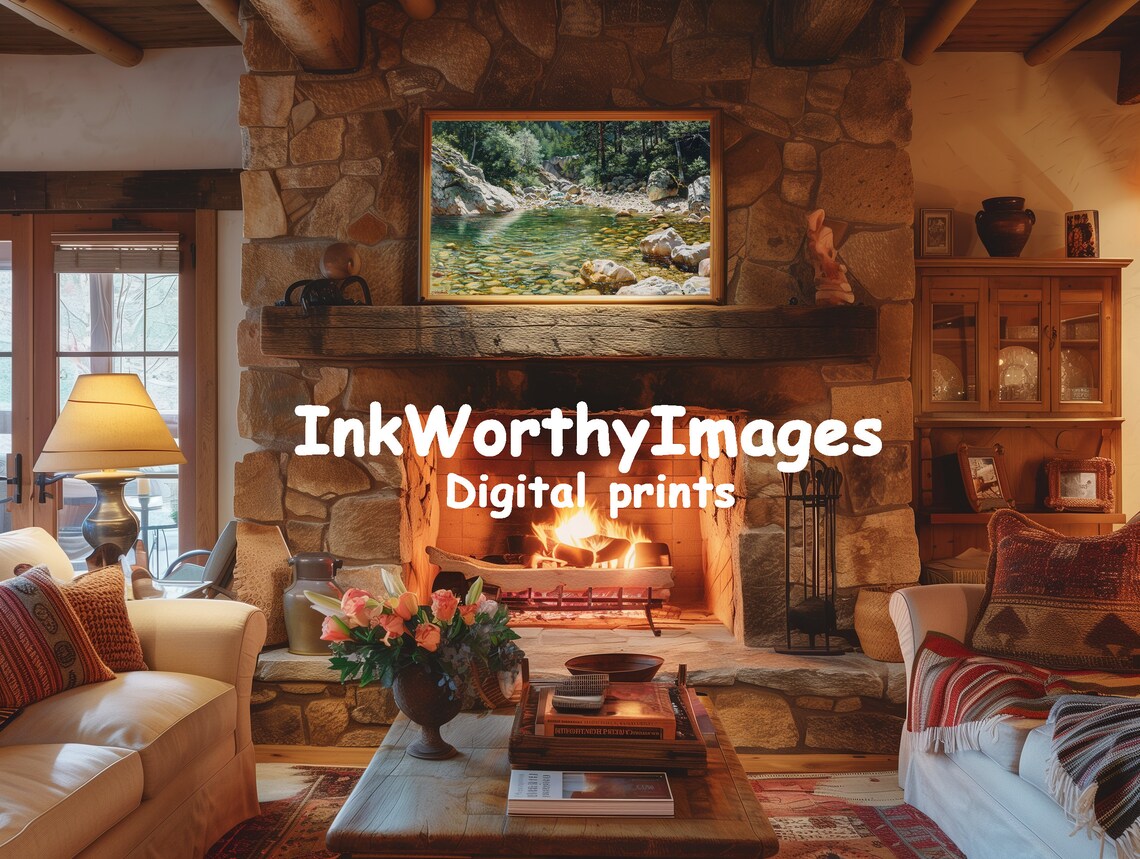 Clear Mountain Stream, Tranquil Waterscape Art Print - Image 3