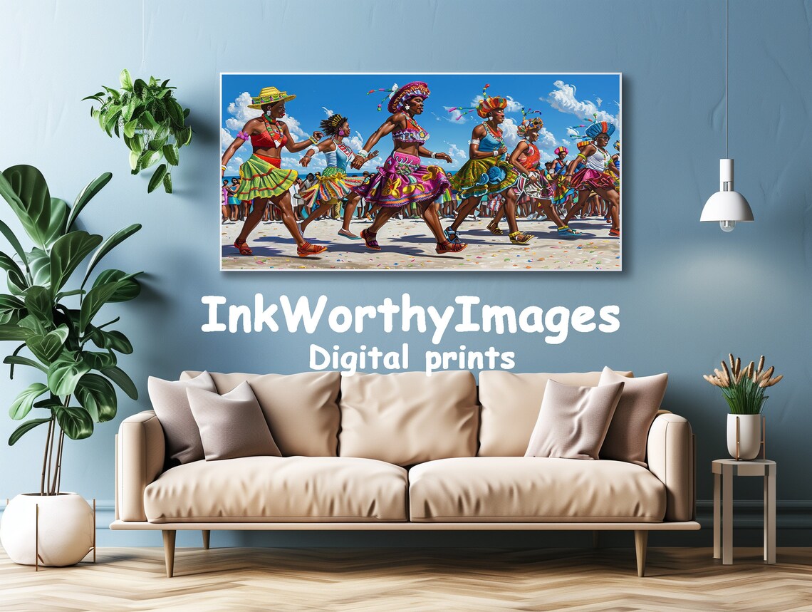 Caribbean Carnival Beach Parade Art Print - Image 4