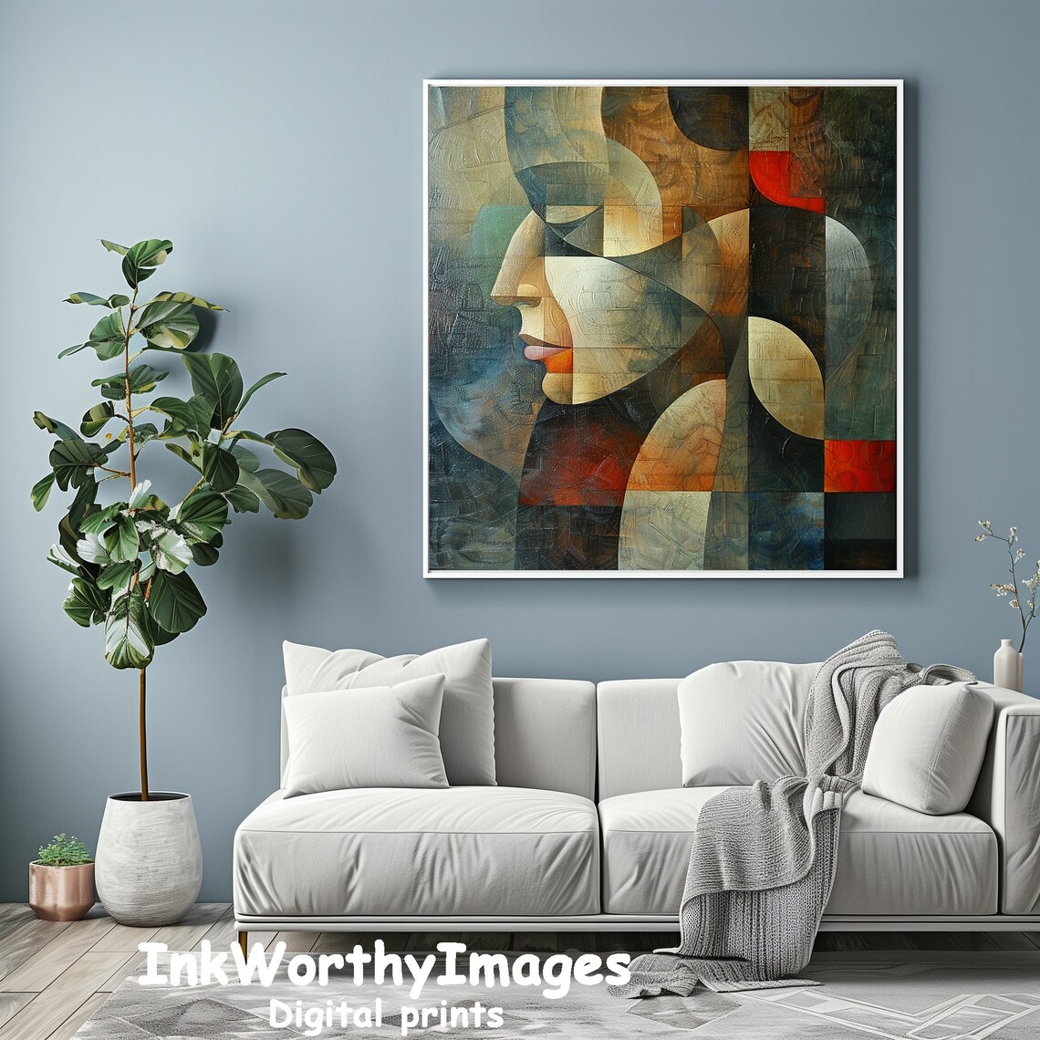 Cubist Portrait, Geometric Face Art Print - Image 2