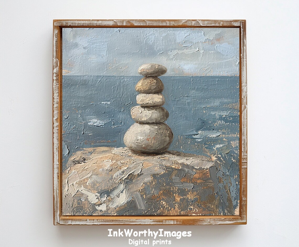 Zen Stone Balance Art Print, Tranquil Coastal Decor - Image 6
