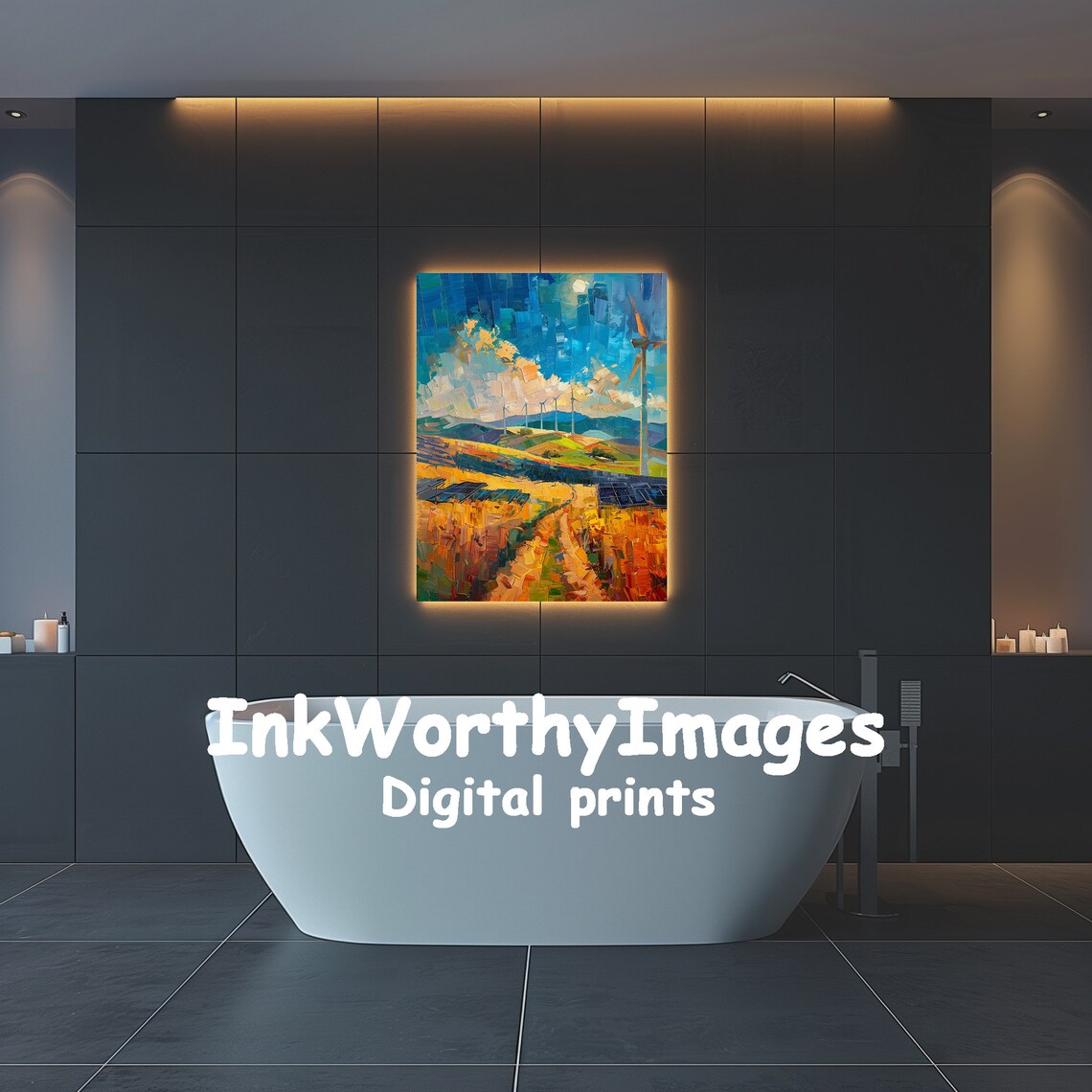 Renewable Energy Landscape Painting, Sustainable Energy - Image 3