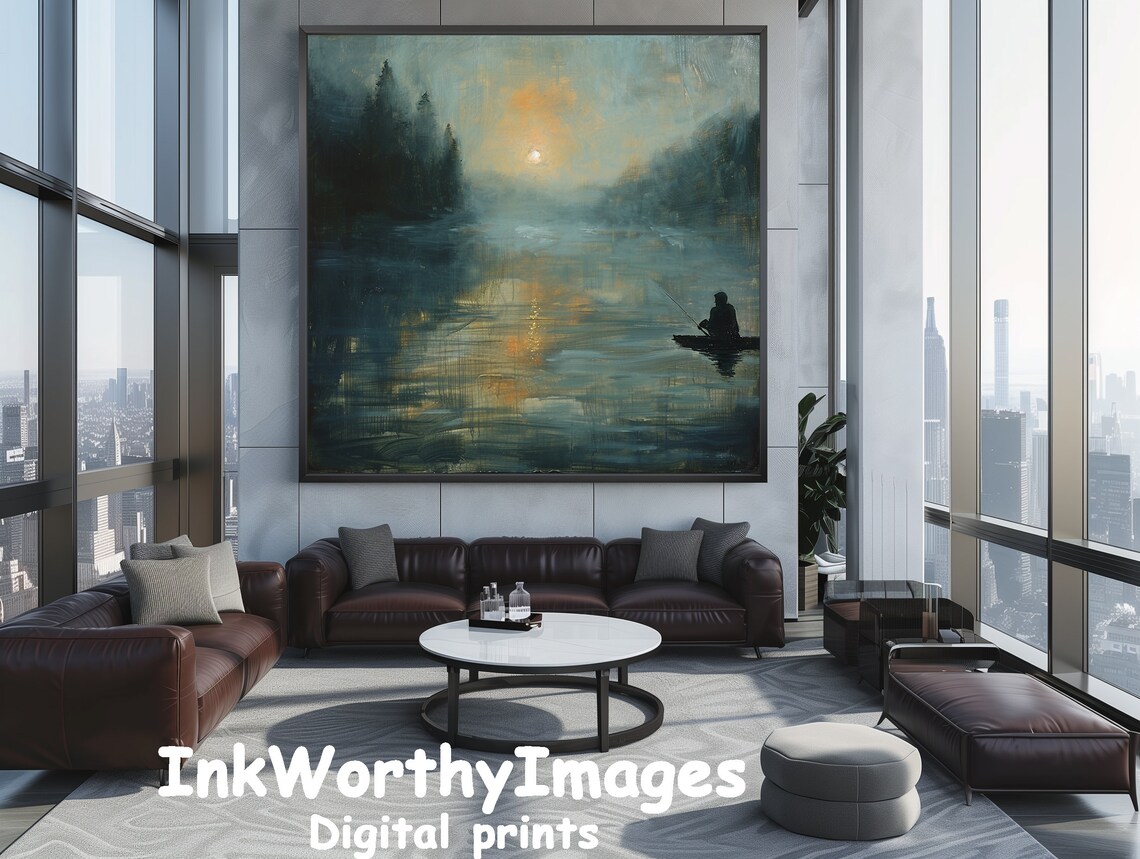 Tranquil Fishing At Sunrise, Serene Lake Scene - Image 4