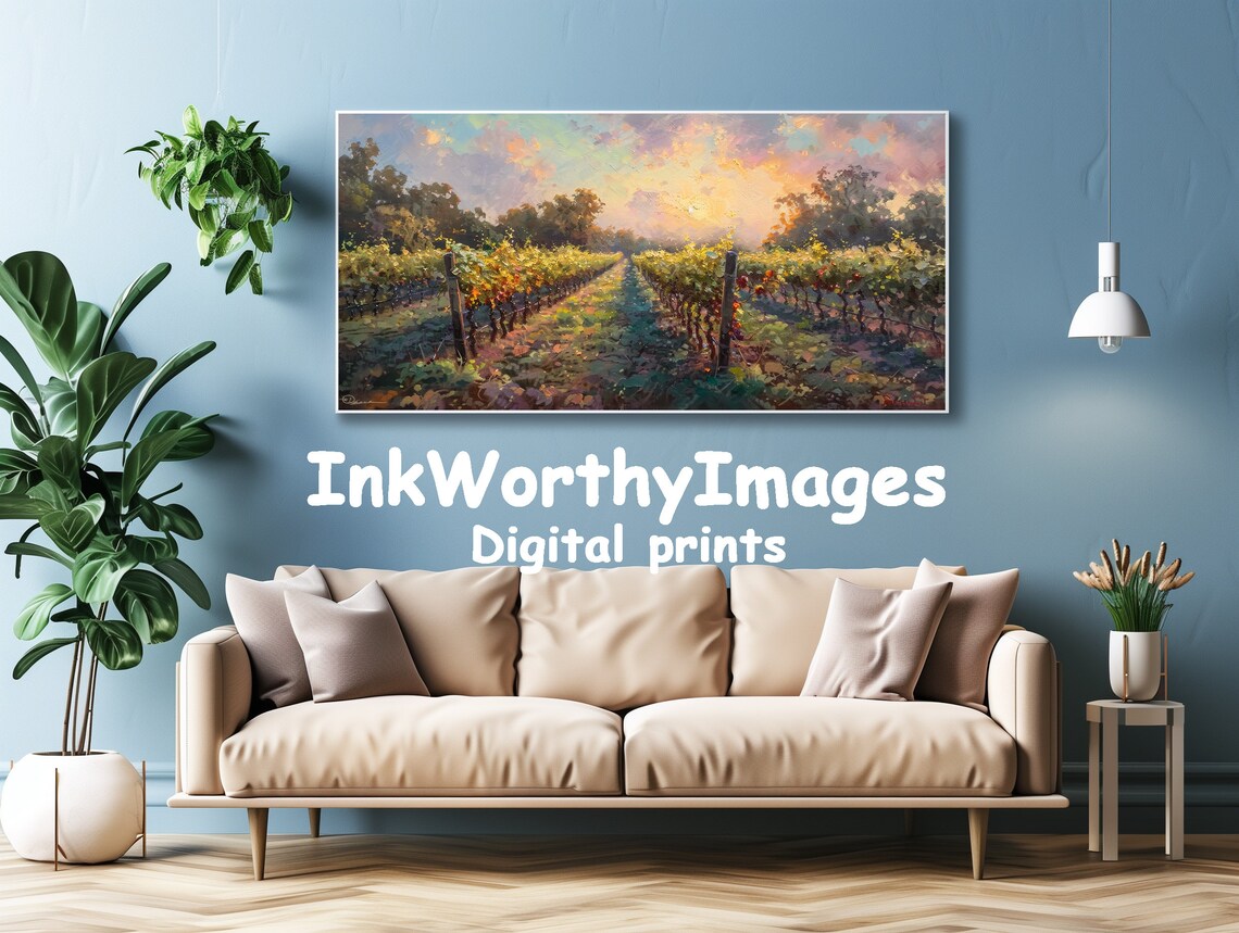 Sunlit Vineyard Path, Italian Landscape Art Print - Image 4