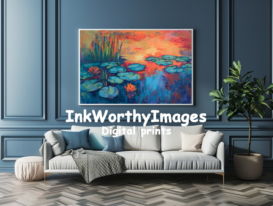 Water Lilies Abstract Nature Landscape Art Print - Image 4