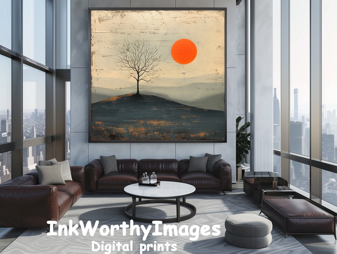 Minimalist Tree Sunset, Modern Landscape Art - Image 5
