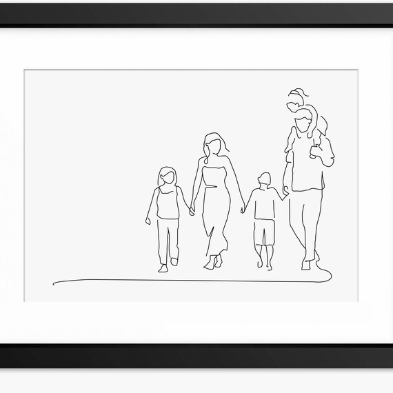 Family Print Family Illustration Family Line Art Family Drawing Family Gift Family Portrait Family Wall Art Line Art Line Drawing