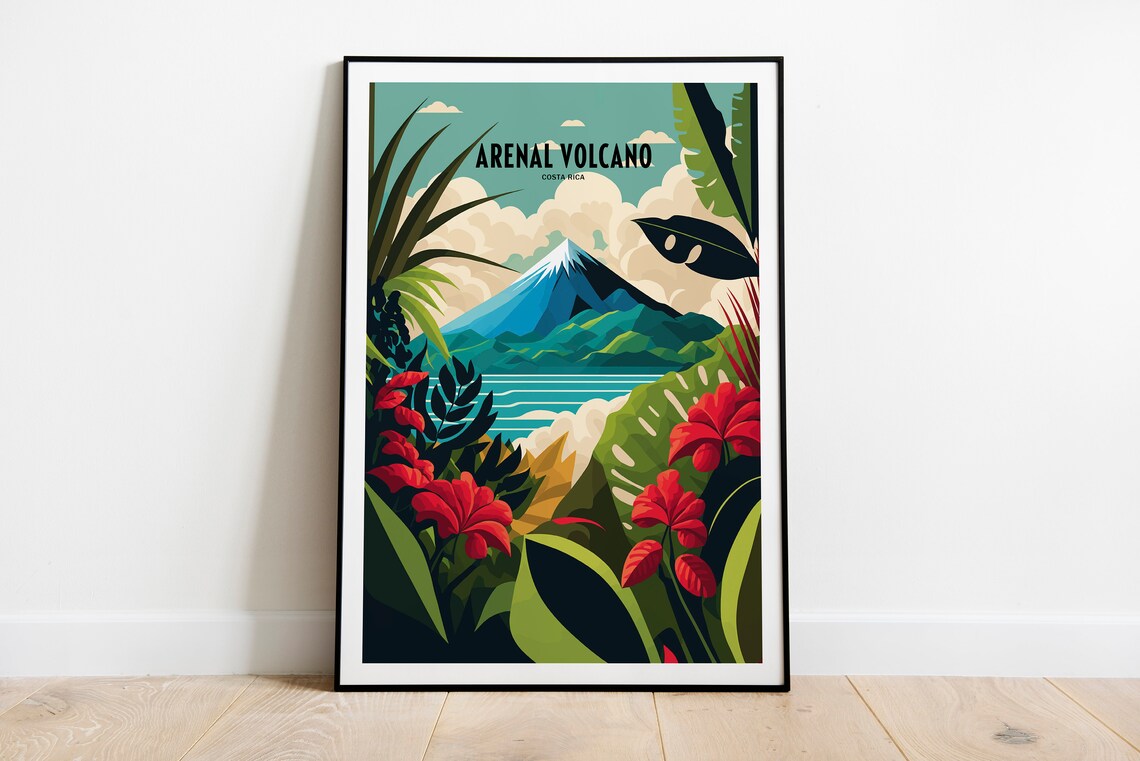 Arenal Volcano Travel Poster, Costa Rica Landscape - Image 4