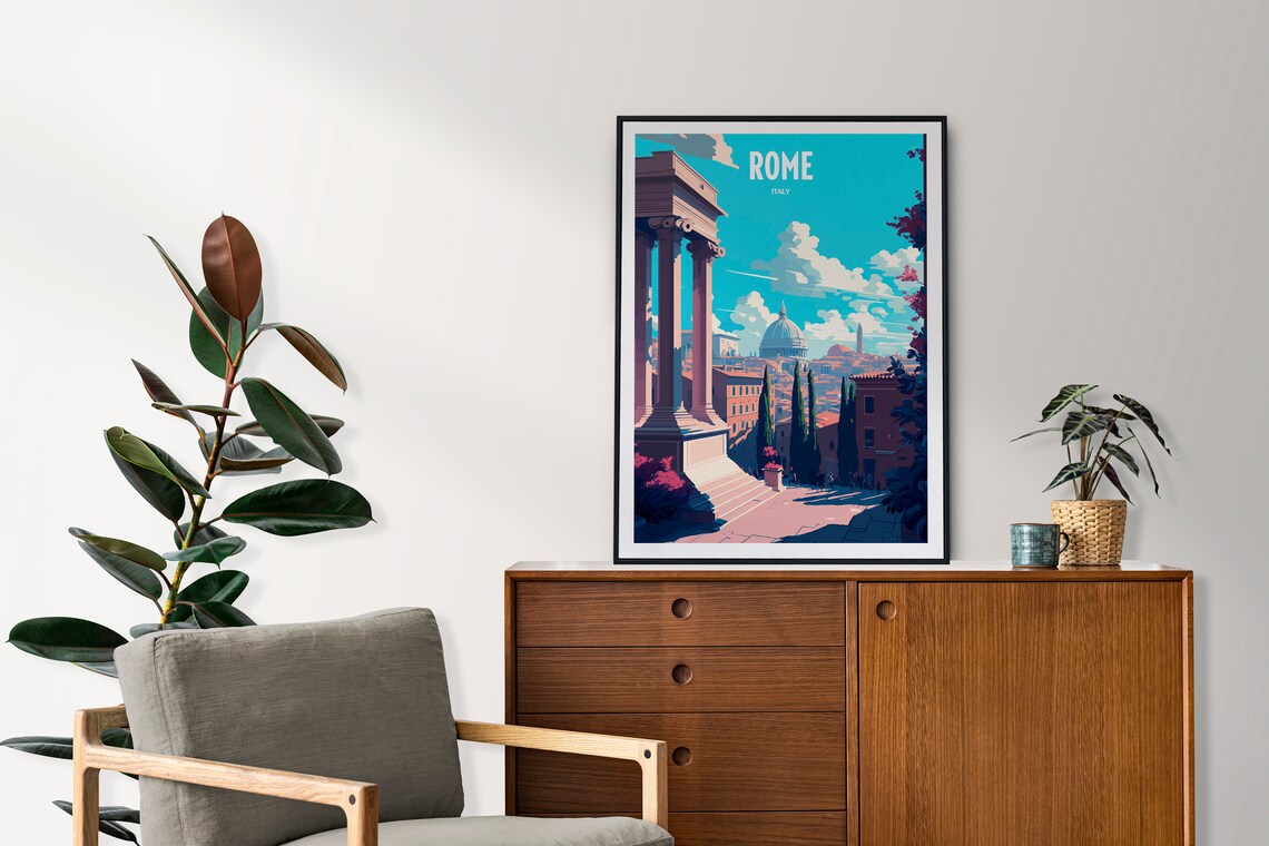 Rome Italy St Peters Dome Historic Landmarks Vintage Travel Poster - Image 2
