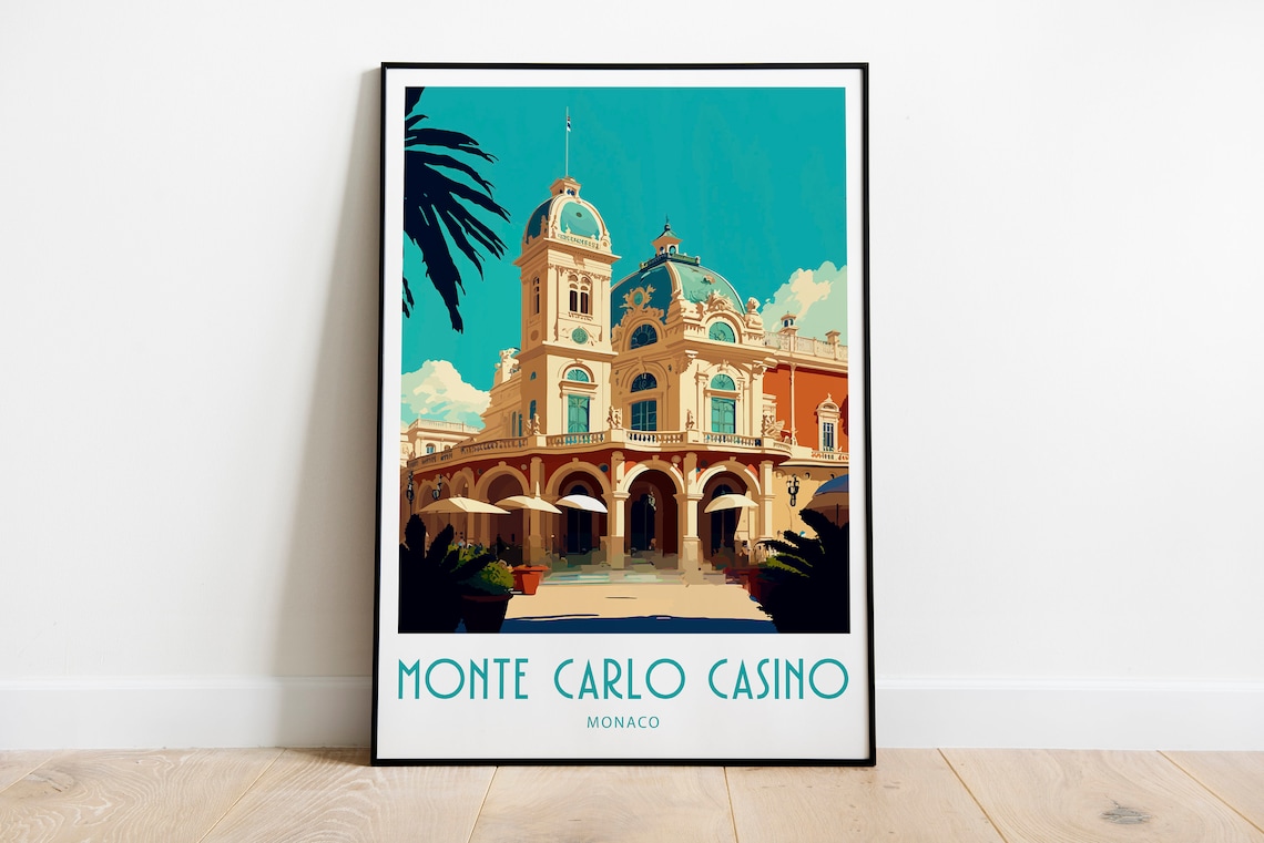 Monte Carlo Casino Monaco Belle Epoque Facade Vintage Travel Poster
