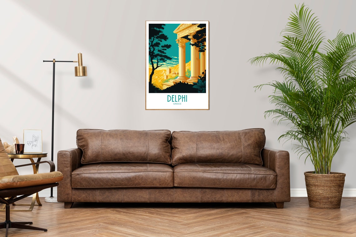 Delphi Greece Golden Temple Columns Sunset Vintage Travel Poster - Image 3