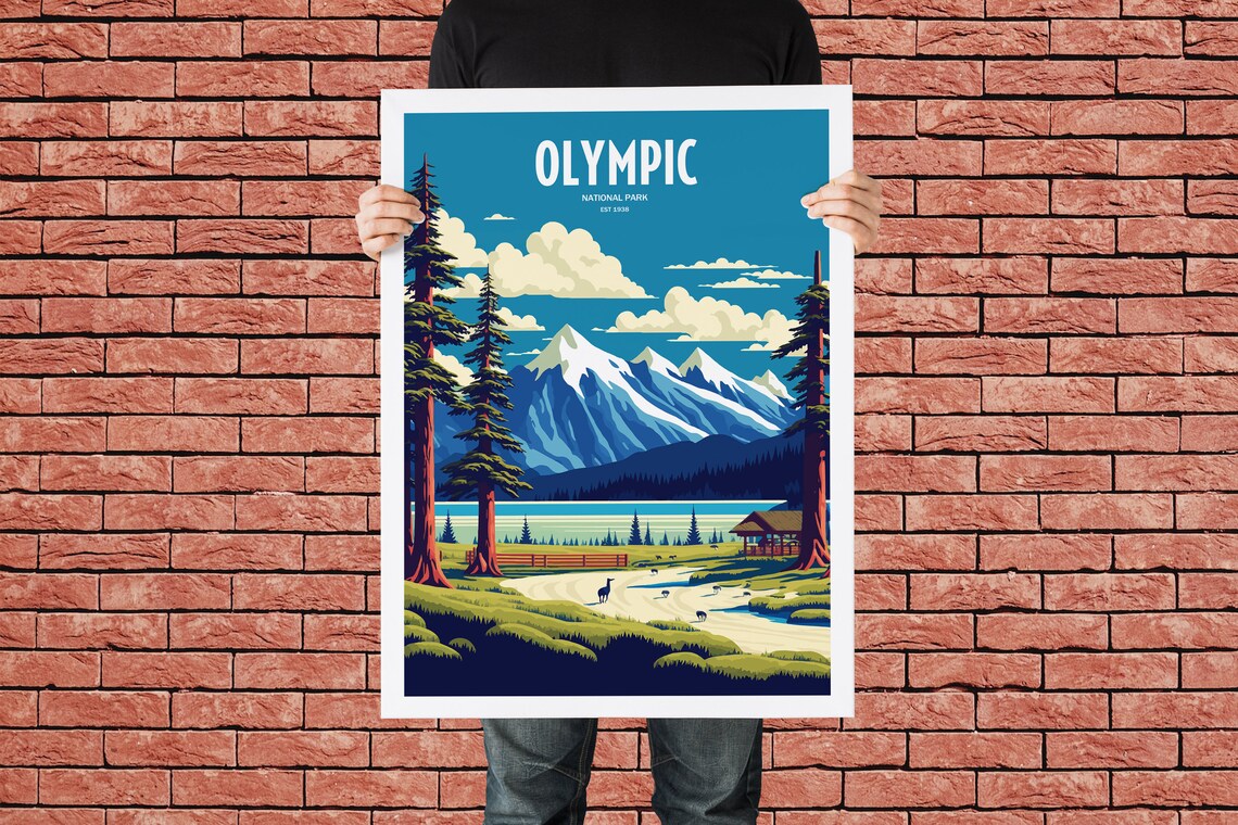 Olympic National Park Travel Poster, USA Park Art - Image 4