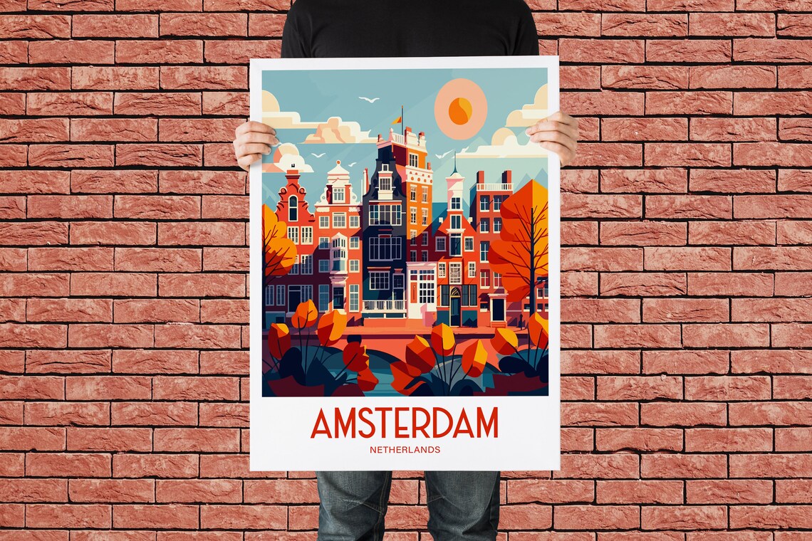 Amsterdam Travel Print, Netherlands Landscape Art - Image 2