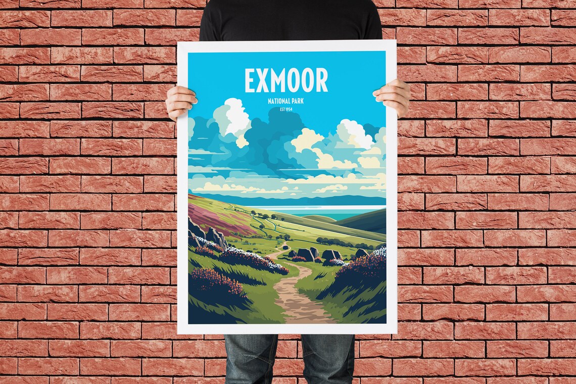 Exmoor National Park Heather Hills Sea View Vintage Travel Poster - Image 4