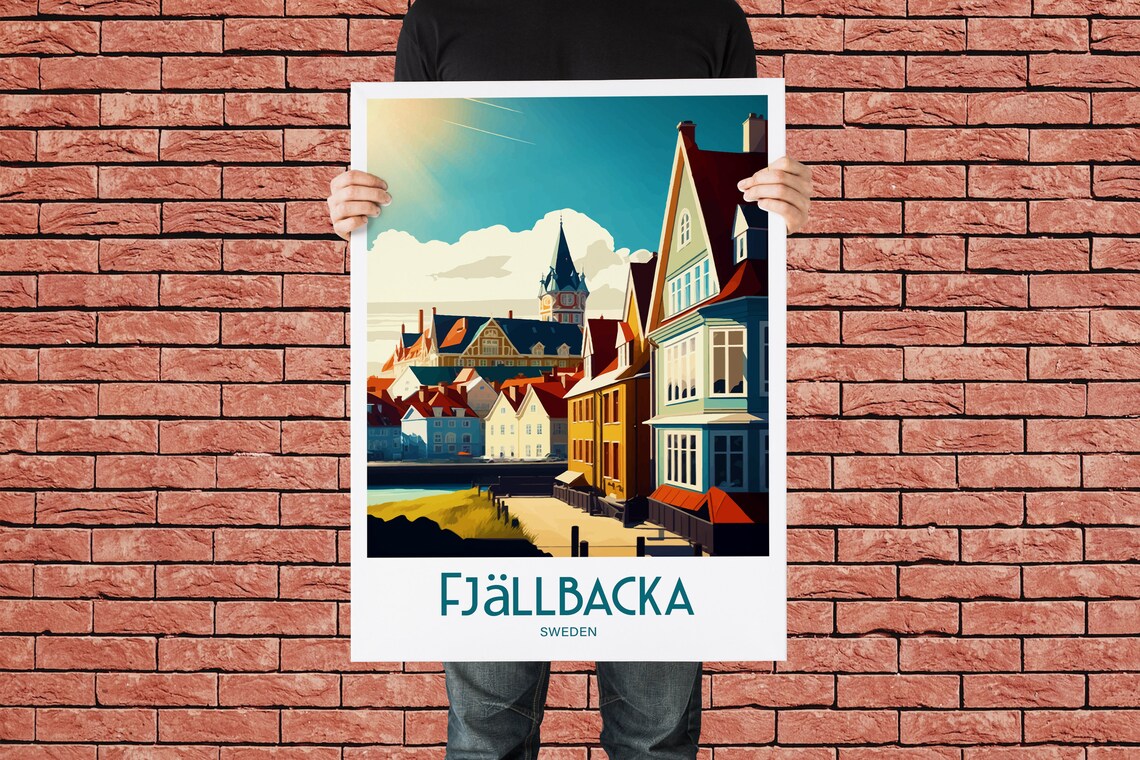 Fjallbacka Sweden Coastal Town Harbor Church Vintage Travel Poster - Image 2
