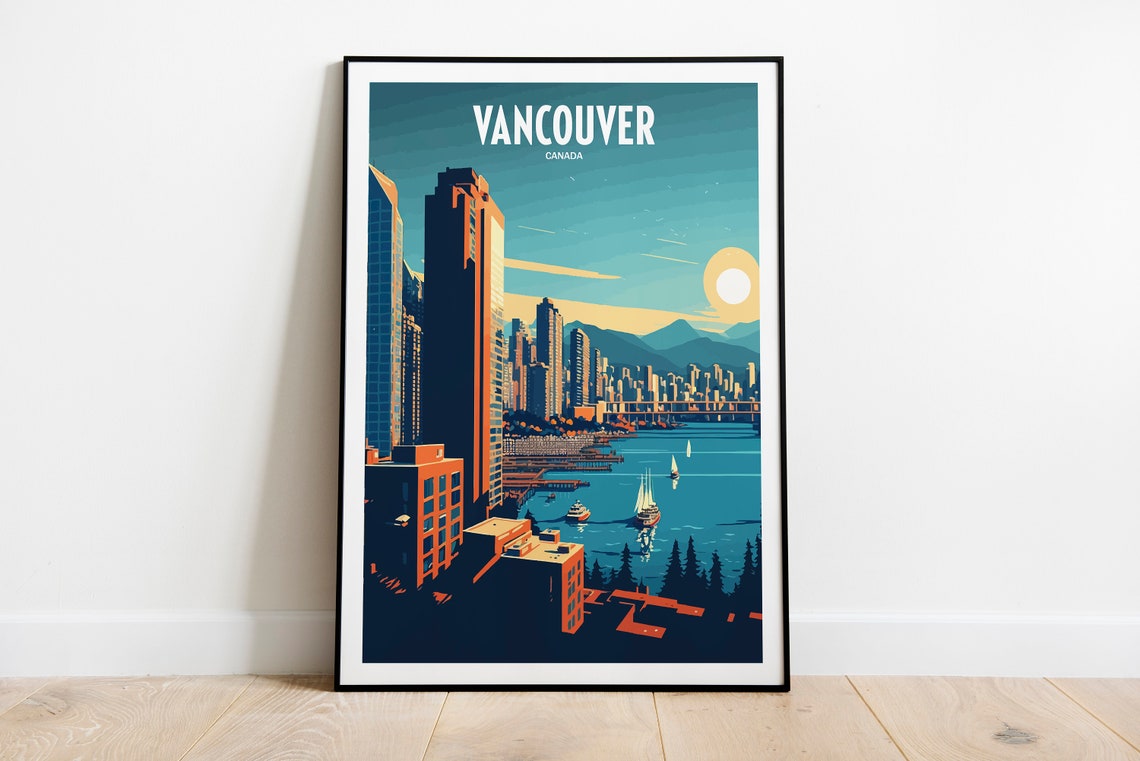 Vancouver Canada Travel Print Vancouver Travel Art Canada City Travel Print Vancouver Travel Print Sunrise City Travel Poster
