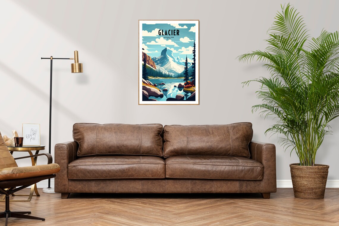 Glacier National Park Icy Summit Lake Stones Pines Travel Poster - Image 2