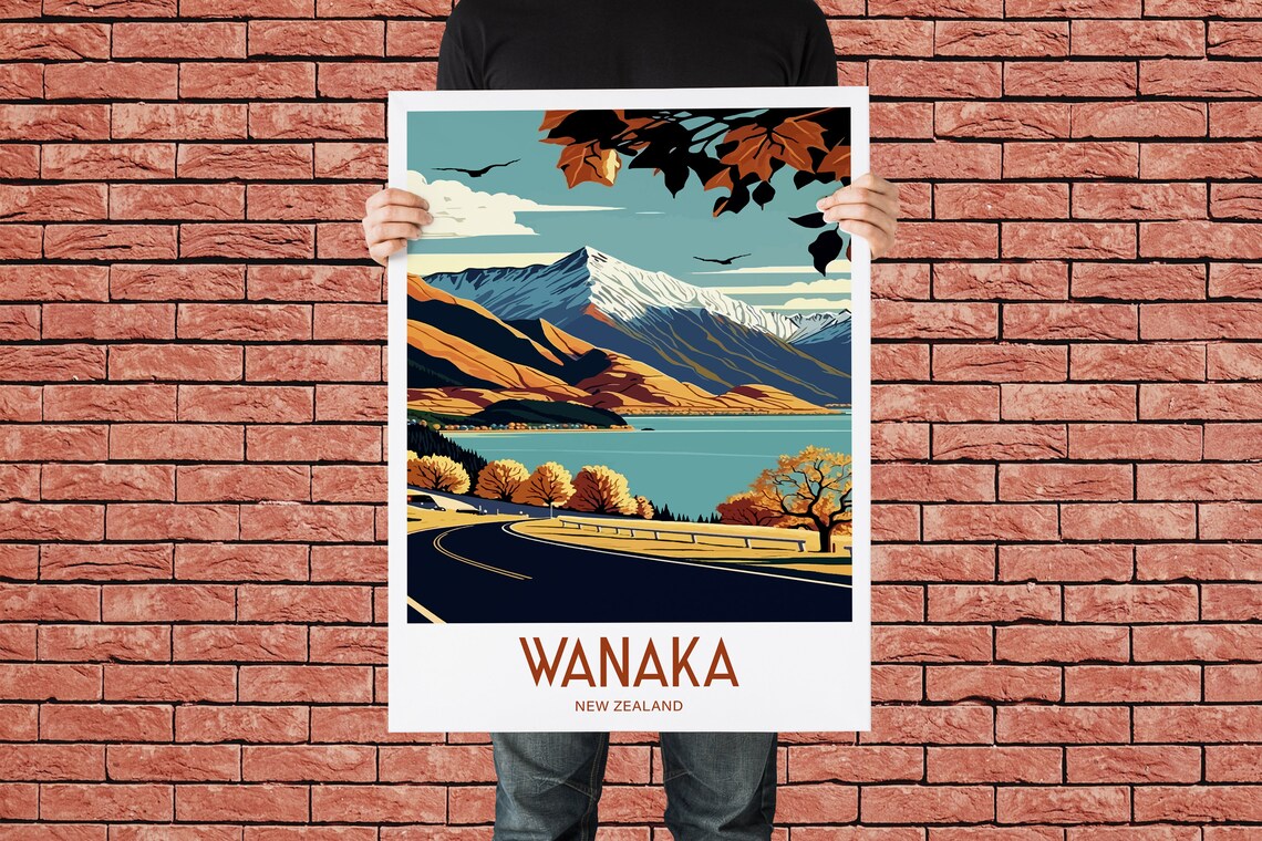 Wanaka New Zealand Travel Poster, Scenic Place Print - Image 3