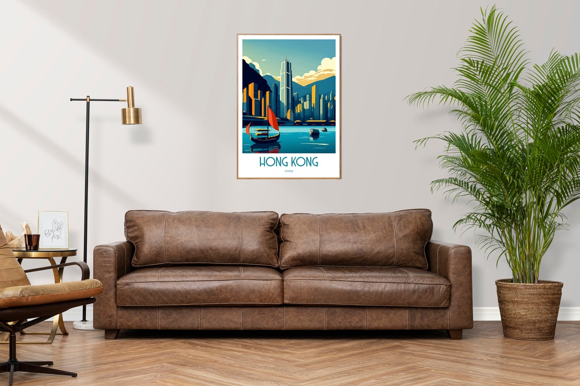 Hong Kong Travel Print Poster Housewarming Hong Kong Gift Skyline Travel Poster Gift Hong Kong Print Hong Kong Gift Hong Kong Cityscape - Image 2