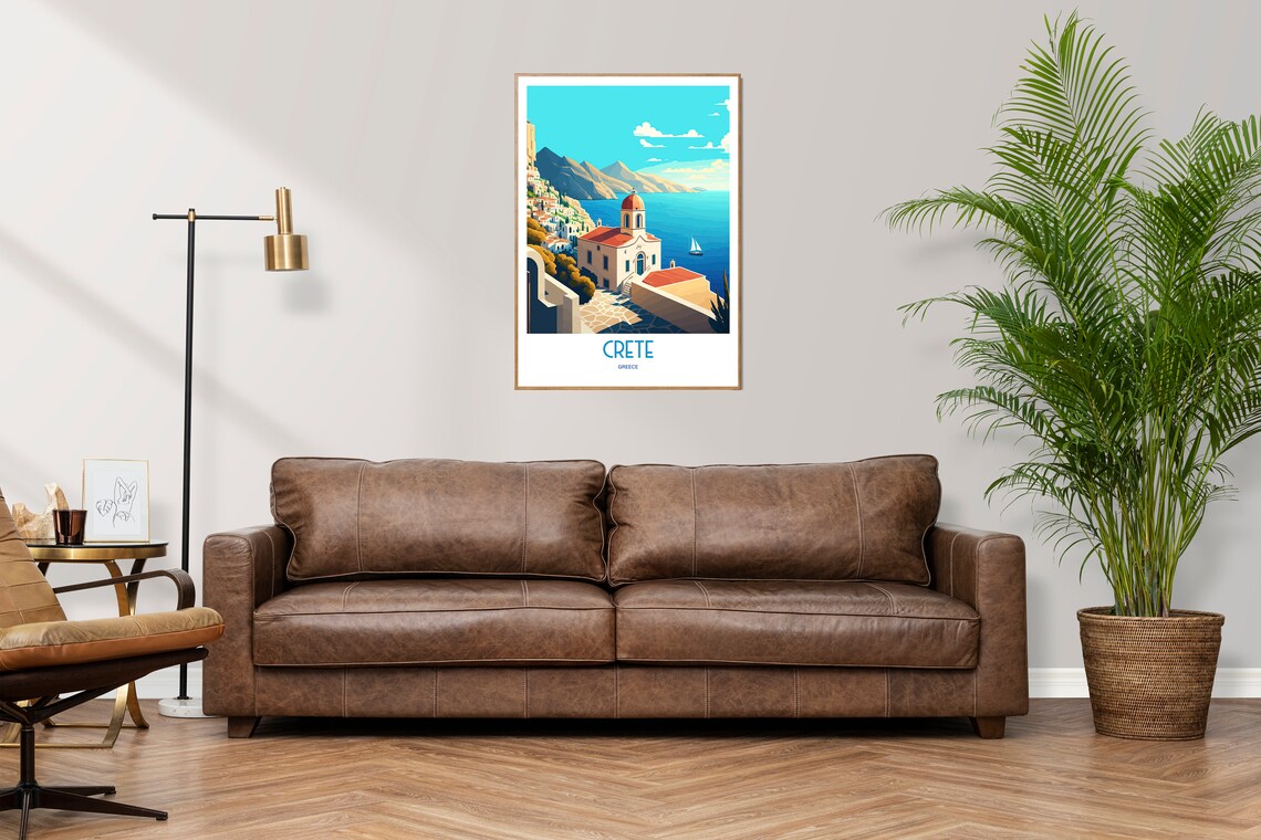 Crete Greece Travel Poster, Seaside Landmark Print