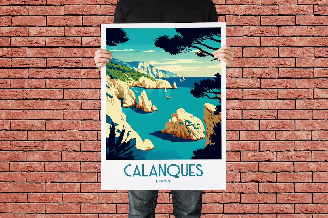 Calanques France Limestone Cliffs Turquoise Cove Travel Poster - Image 2