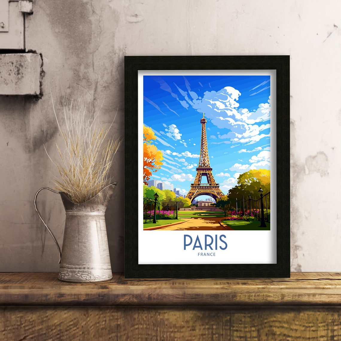 Eiffel Tower Travel Print Wall Art Paris France Wall Hanging Home Decoration Paris France Gift For Art Lovers Paris France Decor Paris Gift - Image 3