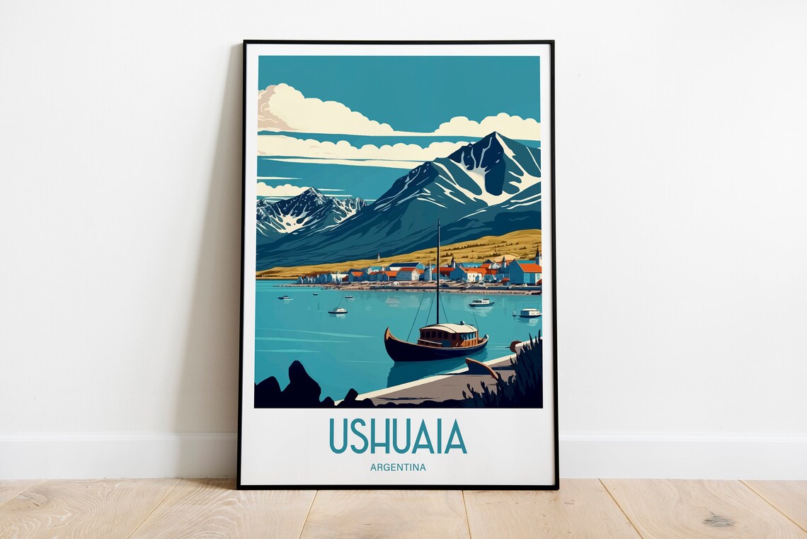 Ushuaia Argentina Travel Poster, Tierra Del Fuego