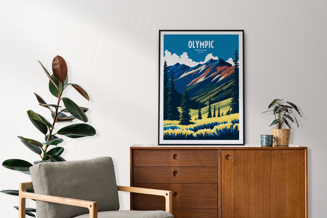 Olympic National Park Travel Print National Park Travel Art Olympic Travel Print Usa National Park Olympic Travel Poster - Image 2