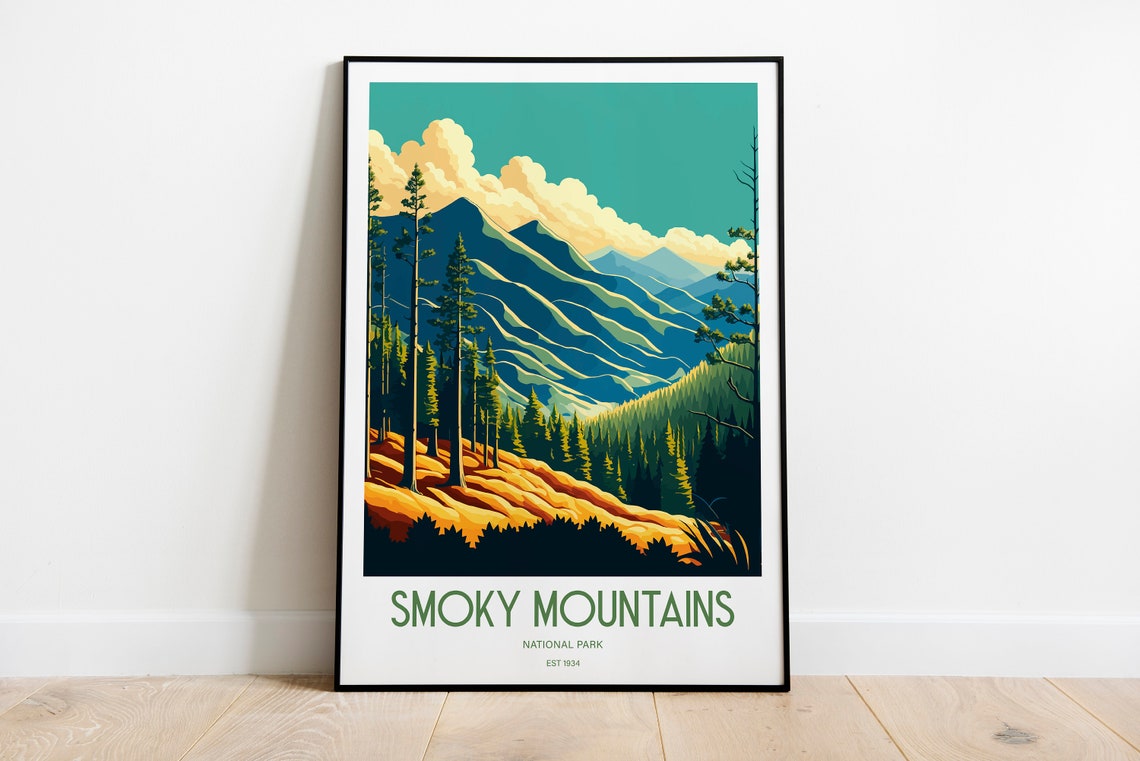 Smoky Mountains National Park Poster Great Smoky Mountain National Park Print Great Smoky North Carolina Smoky Mountains Art