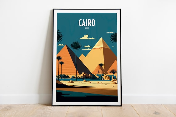 Cairo Egypt Pyramid Travel Poster, Pyramids of Giza