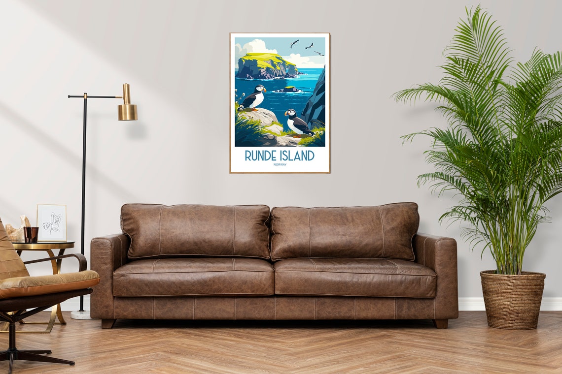 Runde Island Norway Puffin Poster with Seabirds on Sea Cliffs - Image 4