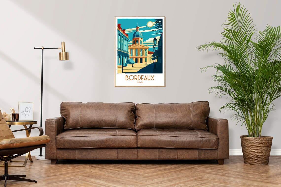 Bordeaux France Elegant Domed Theatre Building Vintage Travel Poster - Image 3
