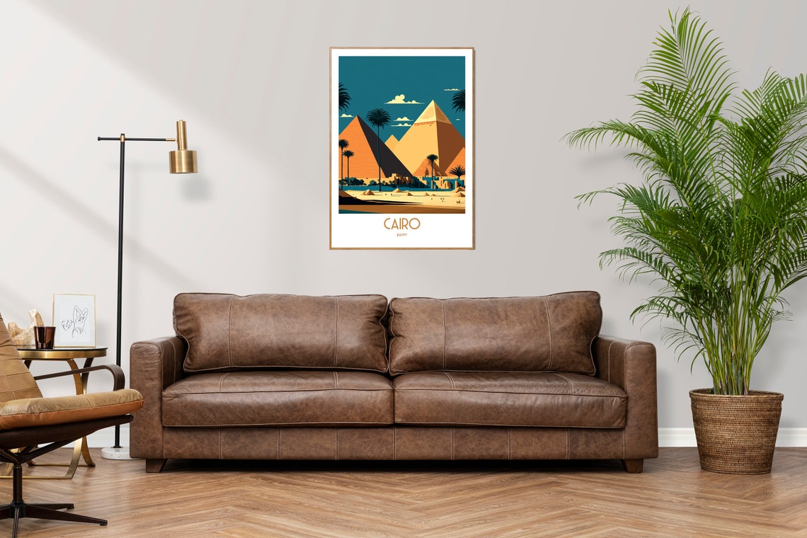 Cairo Egypt Golden Pyramids Desert Palms Vintage Travel Poster - Image 3