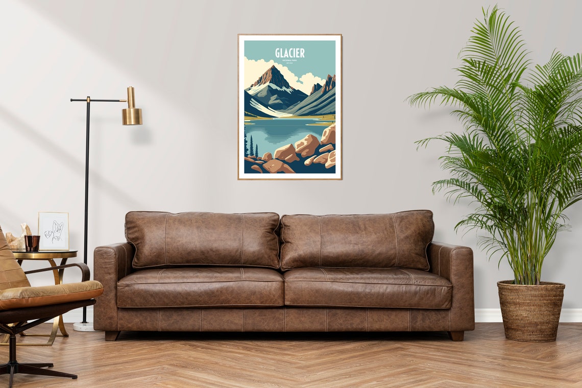 Glacier National Park Travel Print National Park Travel Art Glacier Travel Print Usa National Park Glacier Travel Poster - Image 3
