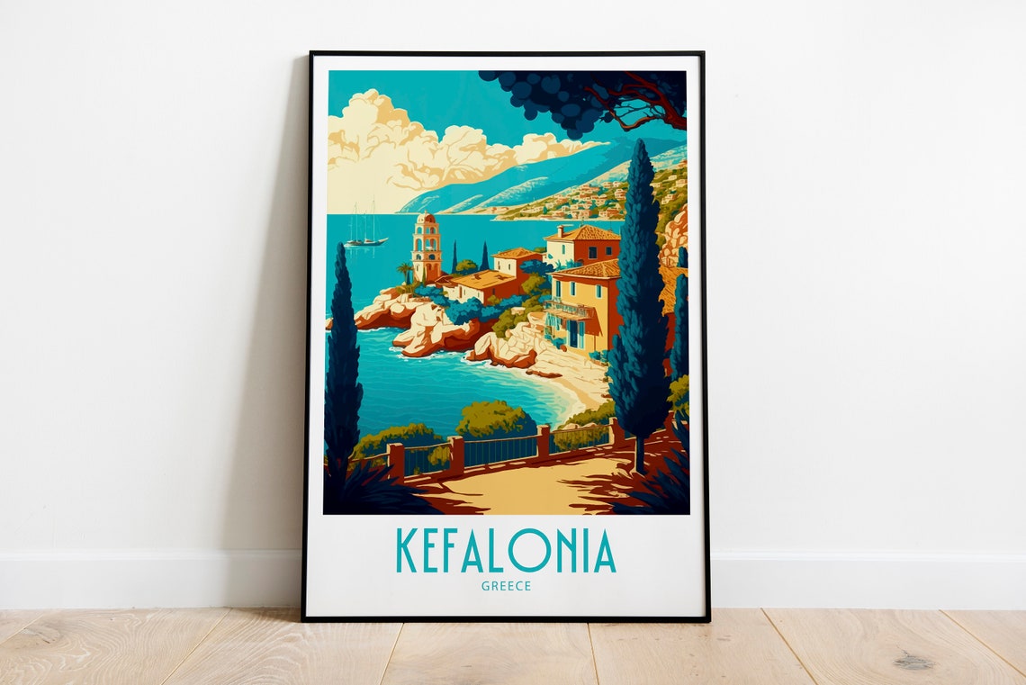 Kefalonia Travel Print Wall Art Kefalonia Greece Wall Hanging Home Decoration Kefalonia Greece Gift Art Lovers Art Kefalonia Greece Decor