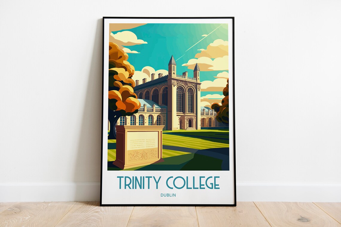 Trinity College Dublin Travel Poster, City Art