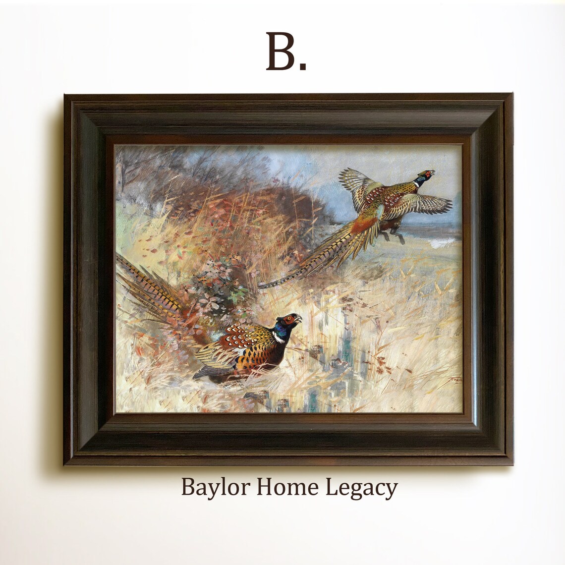 Flying Pheasants Watercolor Print, Rustic Bird Art - Image 4
