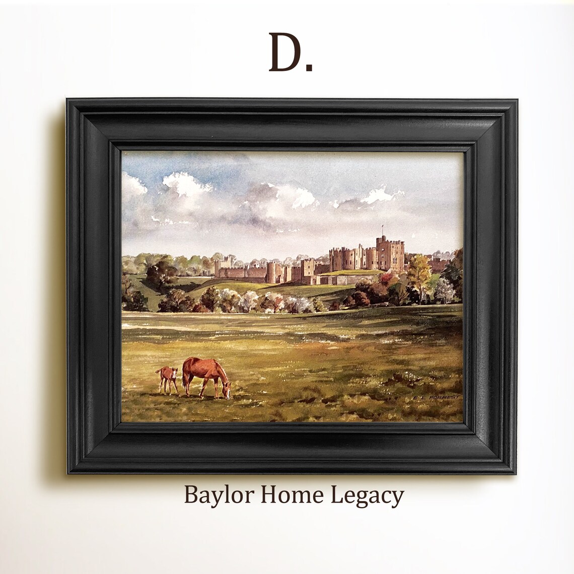 Alnwick Castle and Horses Watercolor Art Print - Image 2