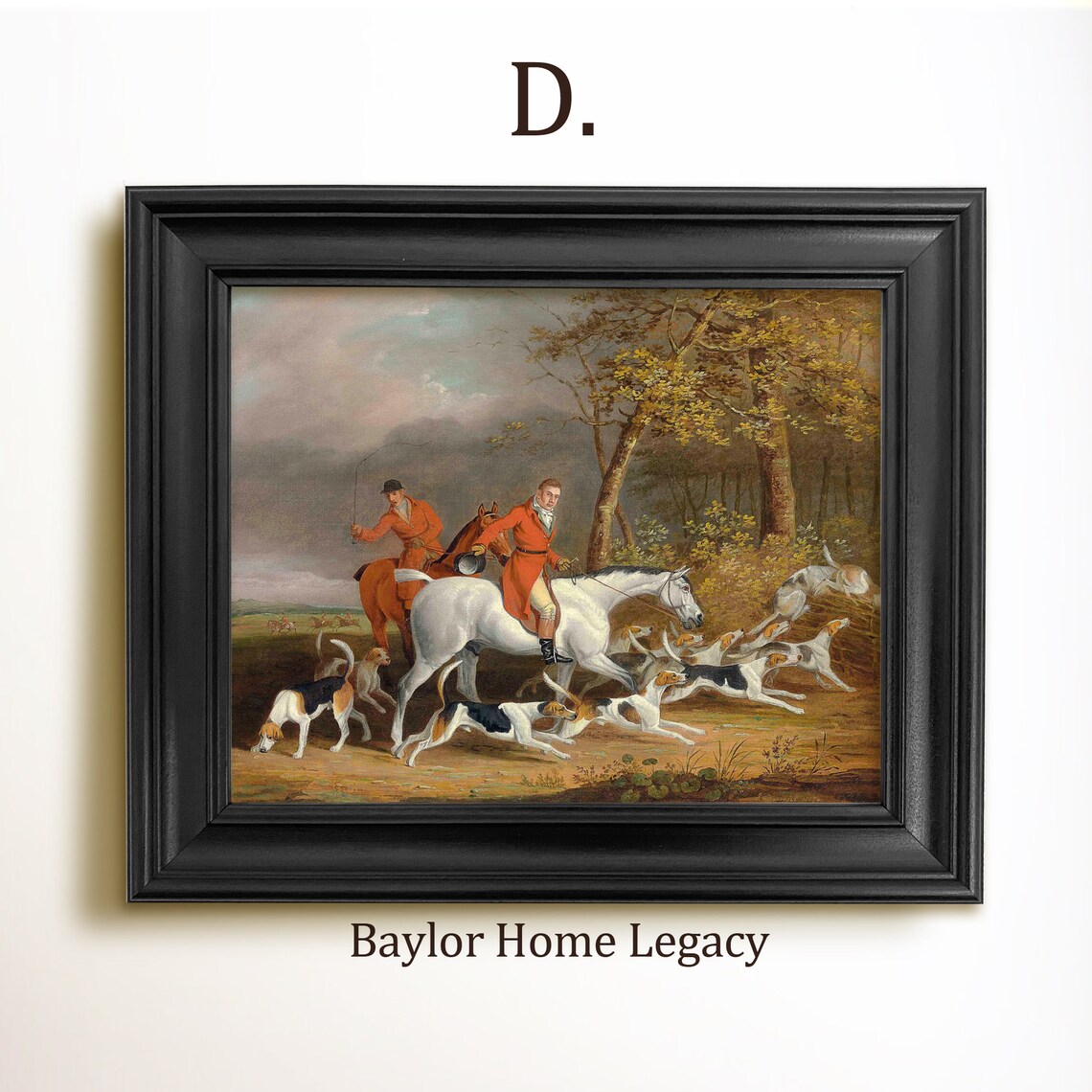 Fox Hunting Scene Oil Painting Print, Equestrian Decor - Image 2