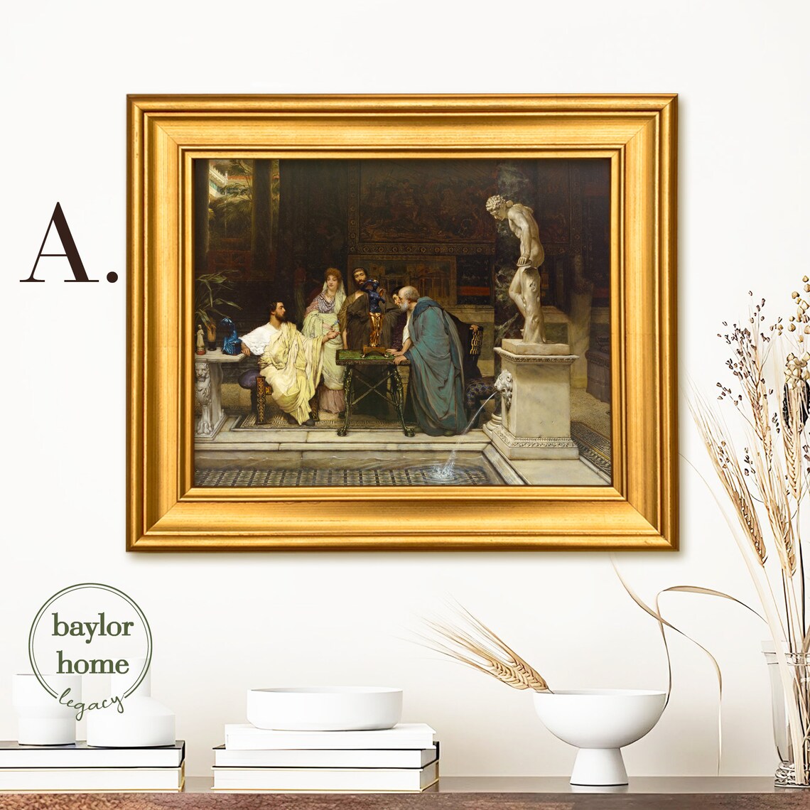 Roman Villa Interior Marble Statue Fountain Old Masters Painting Print - Image 4