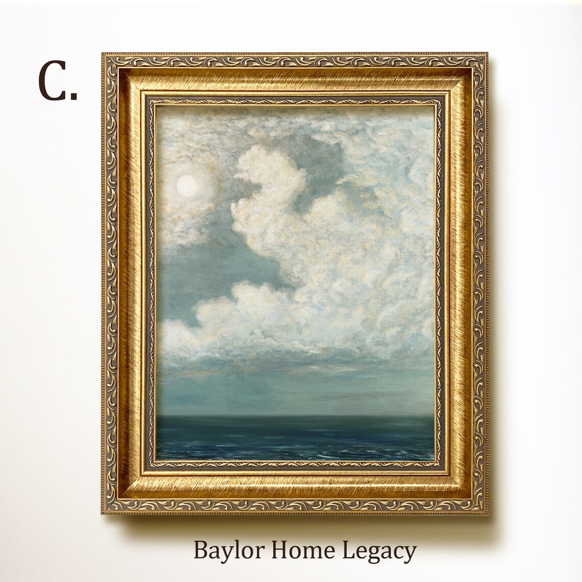 Blue Sky With Clouds Over The Ocean, Vintage Art Print - Image 3