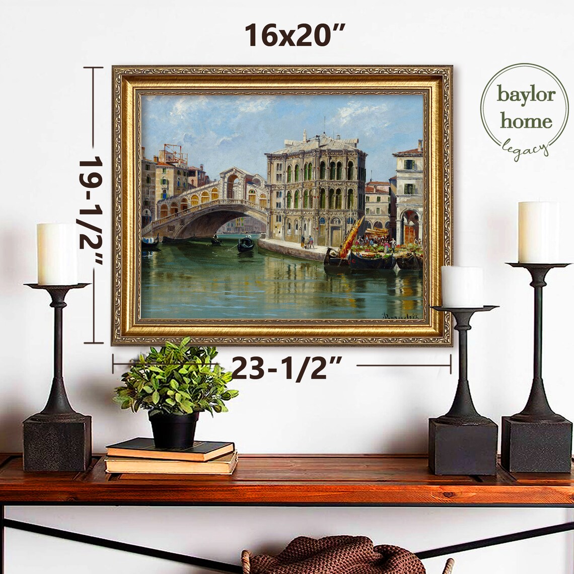 Venice Italy Rialto Bridge Grand Canal Gondolas Vintage Travel Poster - Image 2