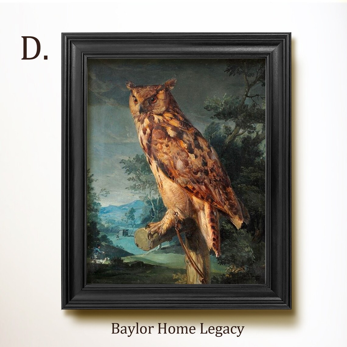 Great Horned Owl Vintage Rustic Landscape Art Print - Image 2