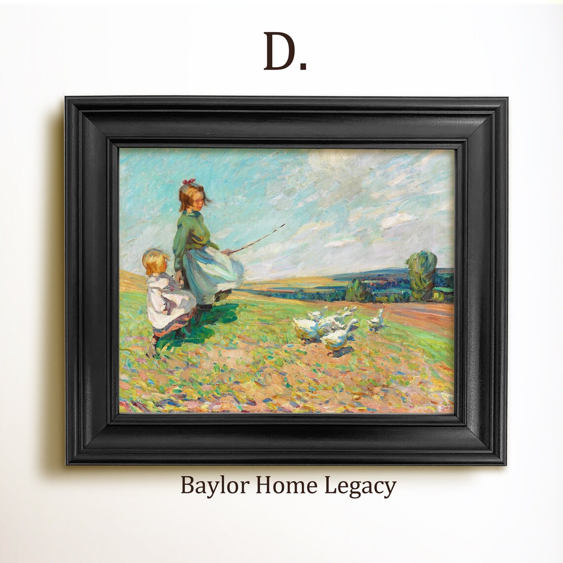 Children in a Landscape With Ducks, Vintage Art Print - Image 2
