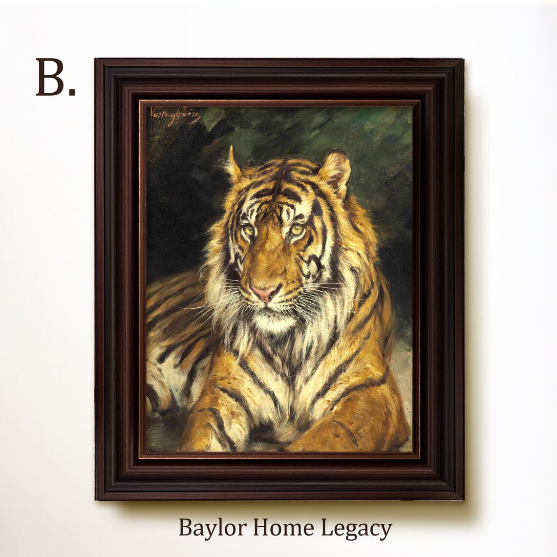 Tiger Oil-Painting-Style Vintage Poster Print - Image 4
