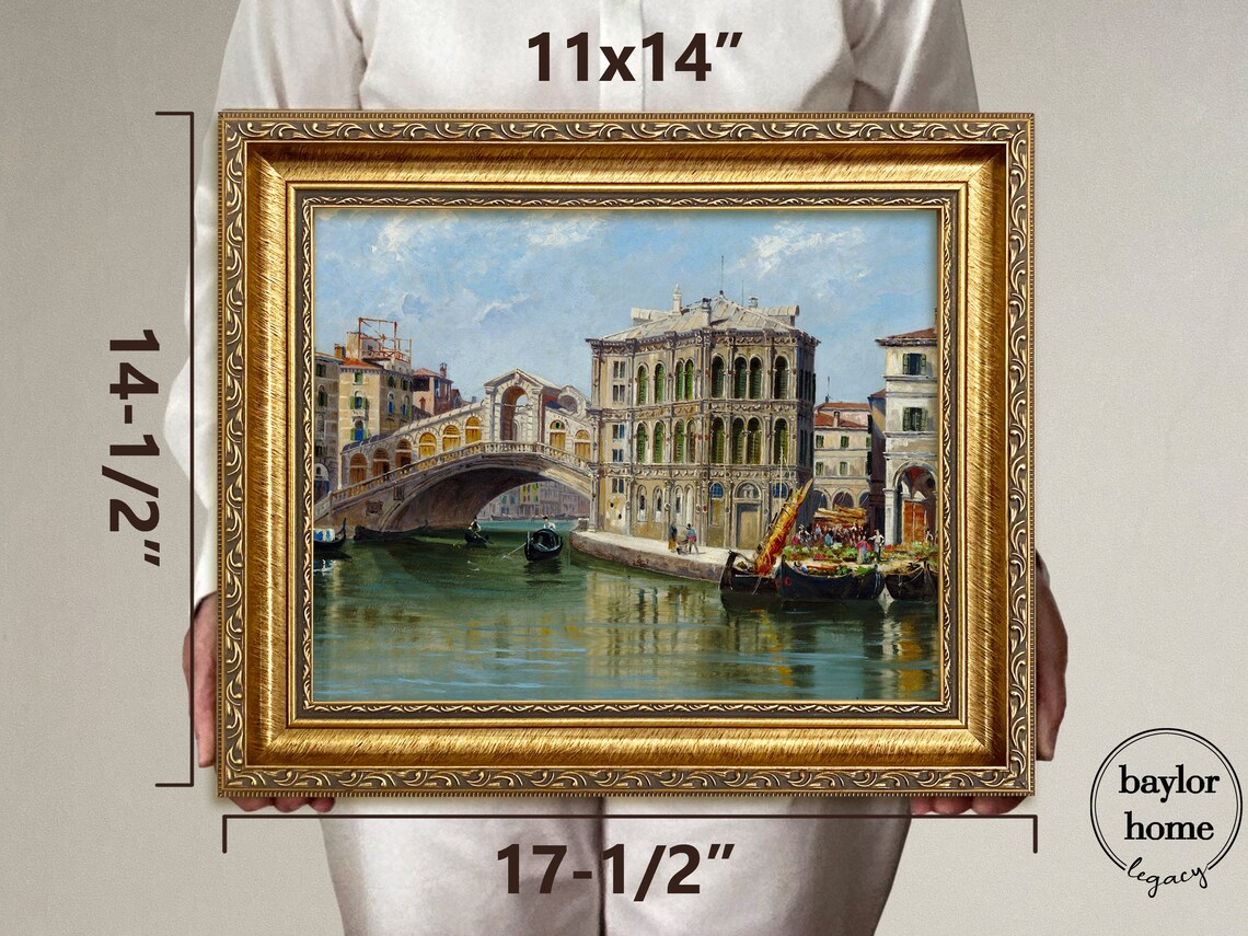 Venice Italy Rialto Bridge Grand Canal Gondolas Vintage Travel Poster - Image 3