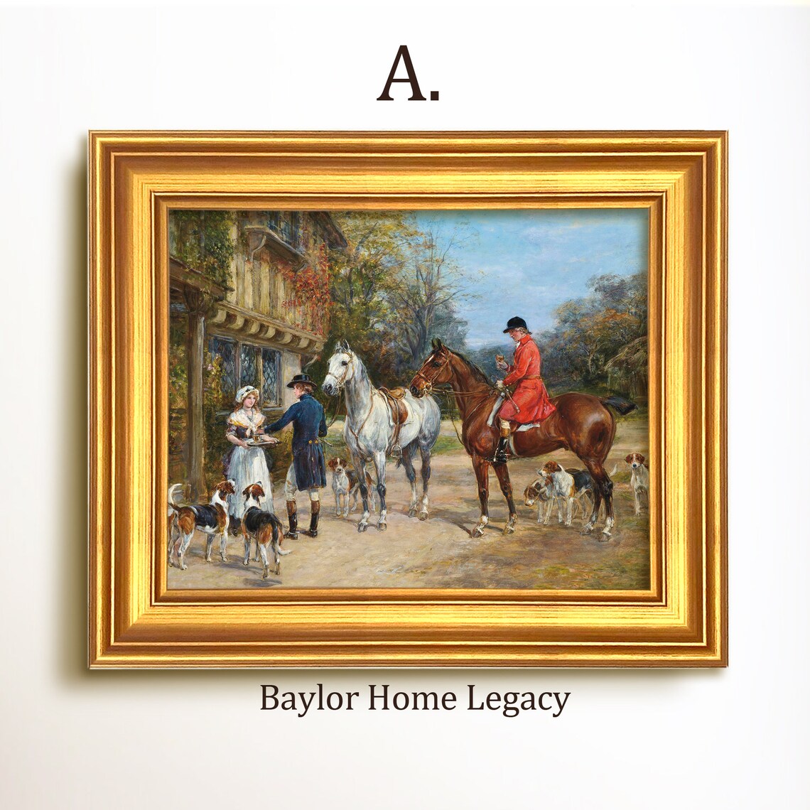 Fox Hunting Scene, English Equestrian Oil Print - Image 5