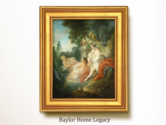 Ladies Bathing at a Fountain Rococo French Landscape Painting Art Poster