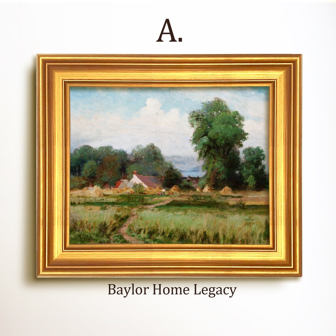 Vintage Cottage Landscape Oil Painting Art Print - Image 5