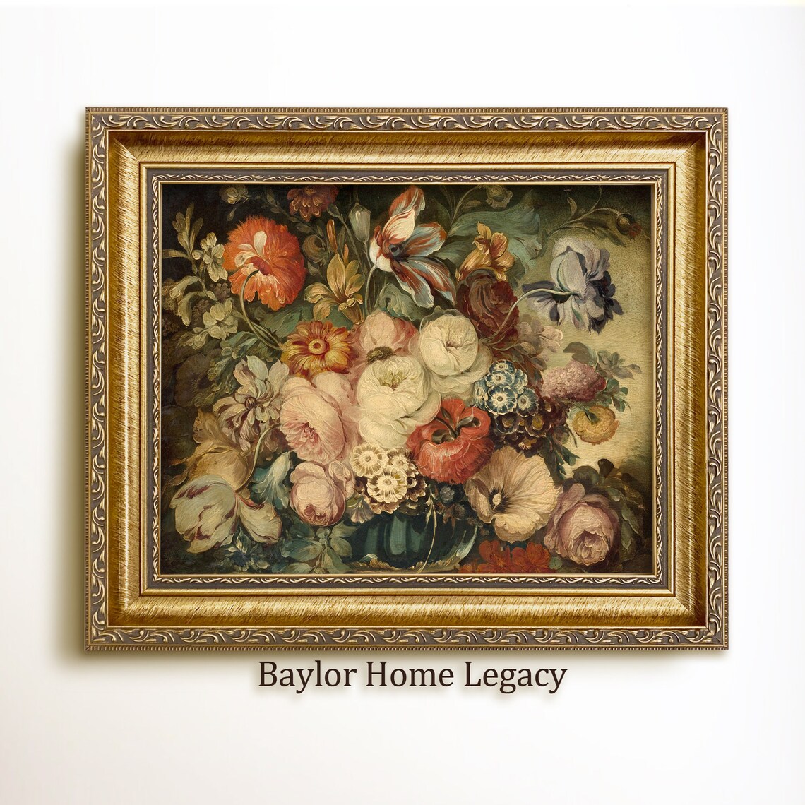 Antique Floral Still Life Oil Painting Art Print