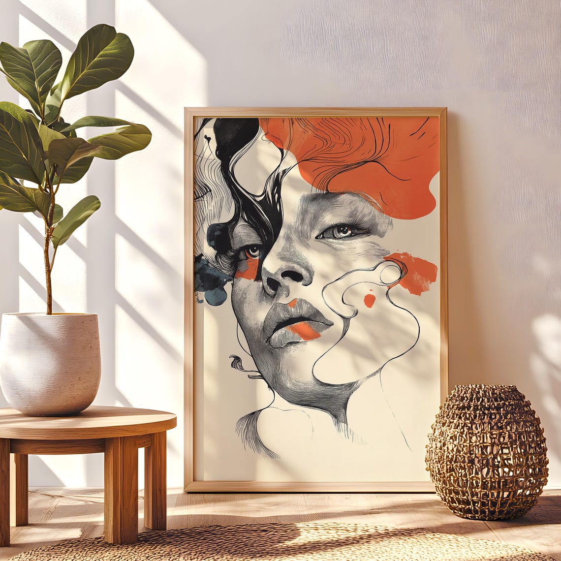 Modern Woman Line Art Portrait Minimalist Abstract Art Print